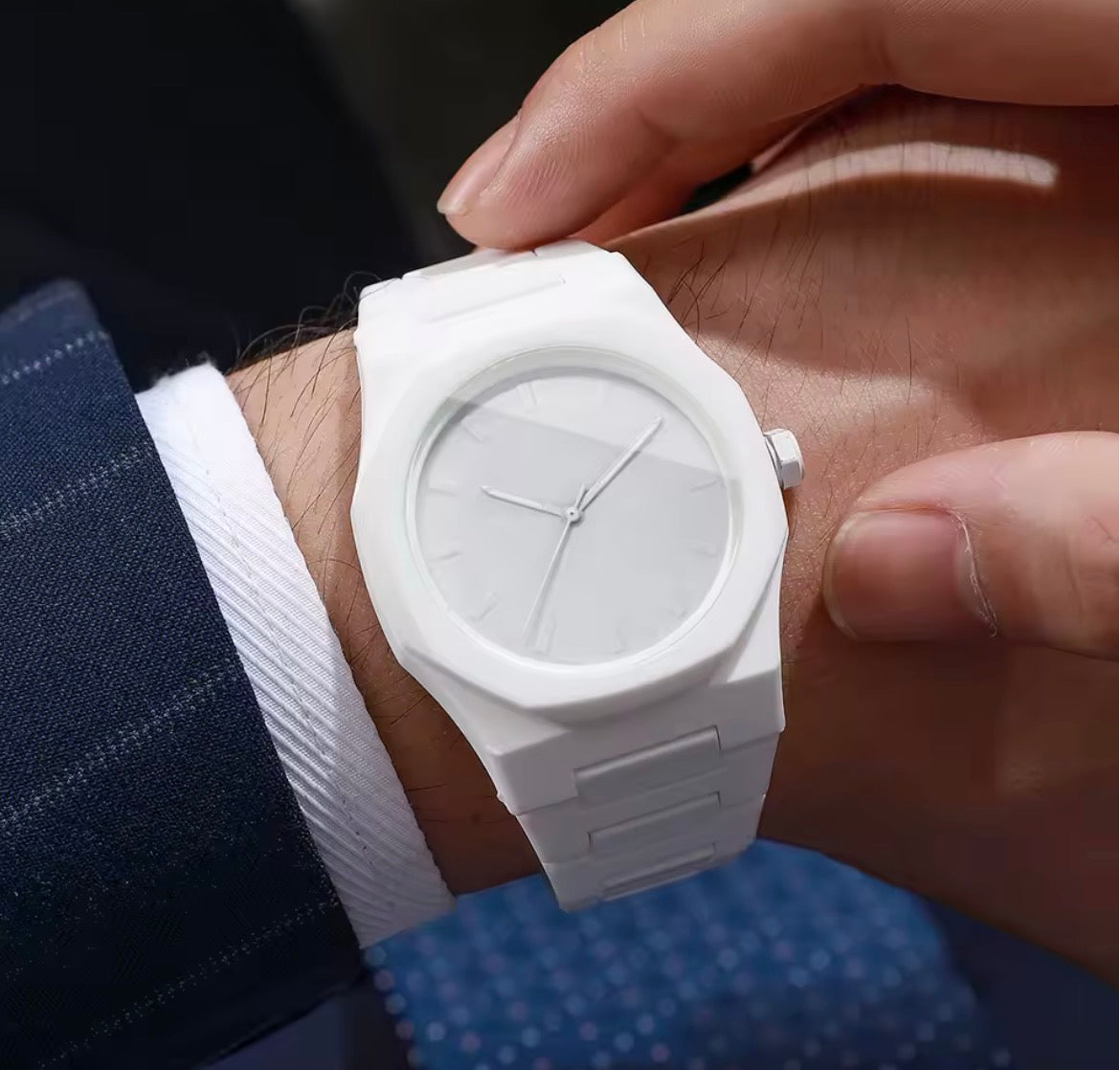 2PCS Fashion Men Quartz Watches Set Casual Plastic Band Man Sports Wristwatch Reloj Hombre（Without Box）