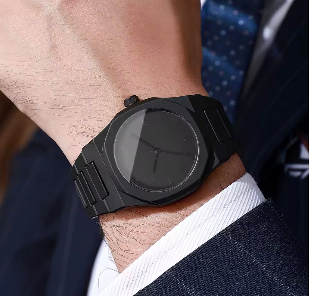 2PCS Fashion Men Quartz Watches Set Casual Plastic Band Man Sports Wristwatch Reloj Hombre（Without Box）