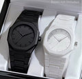 2PCS Fashion Men Quartz Watches Set Casual Plastic Band Man Sports Wristwatch Reloj Hombre（Without Box）