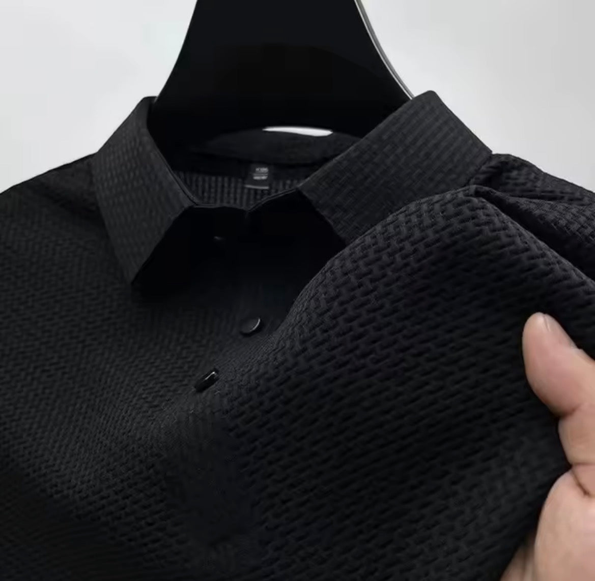 Men's Business Casual Short Sleeved Bone Flower Solid Color POLO Shirt Fashion Breathable Comfortable Summer Versatile Top